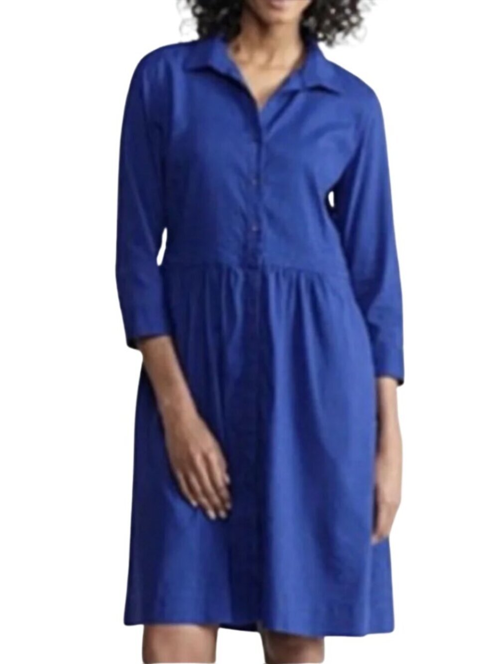 Eileen Fisher Linen Button Up Shirt Dress Women's XS Blue Minimalist Preppy NWOT